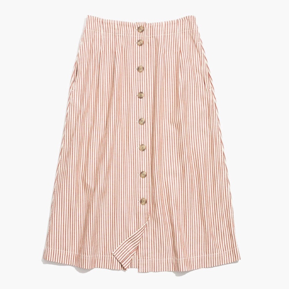 Madewell button-front midi skirt in clay stripe